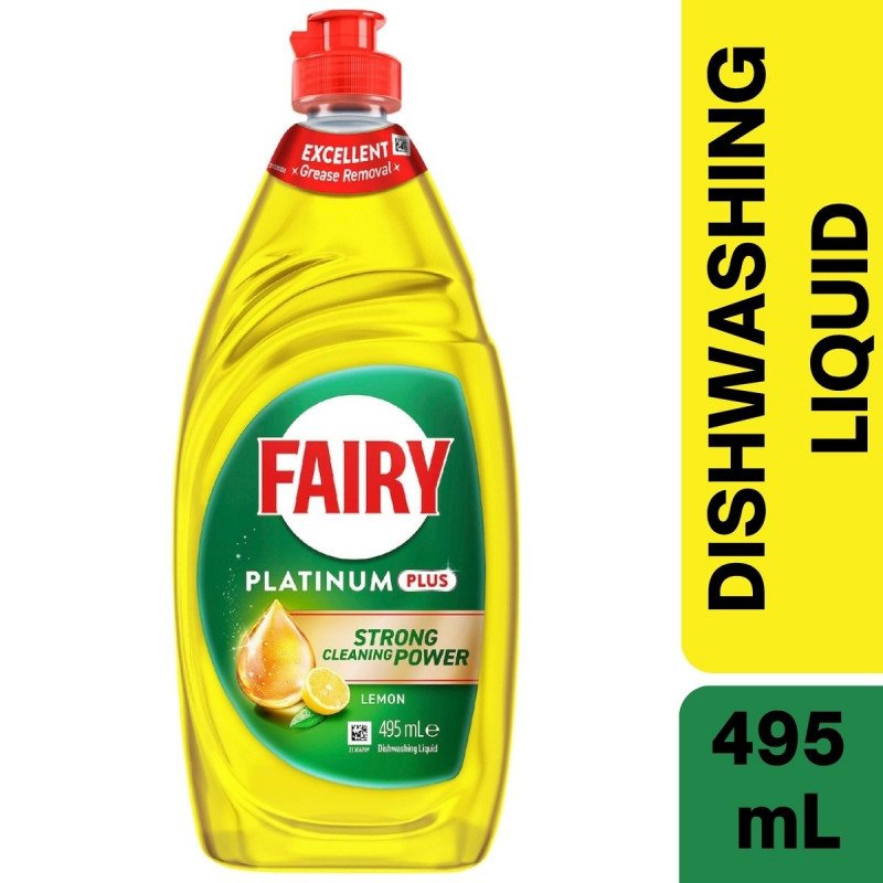 Fairy Platinum Plus Dishwashing Liquid Lemon 495mL