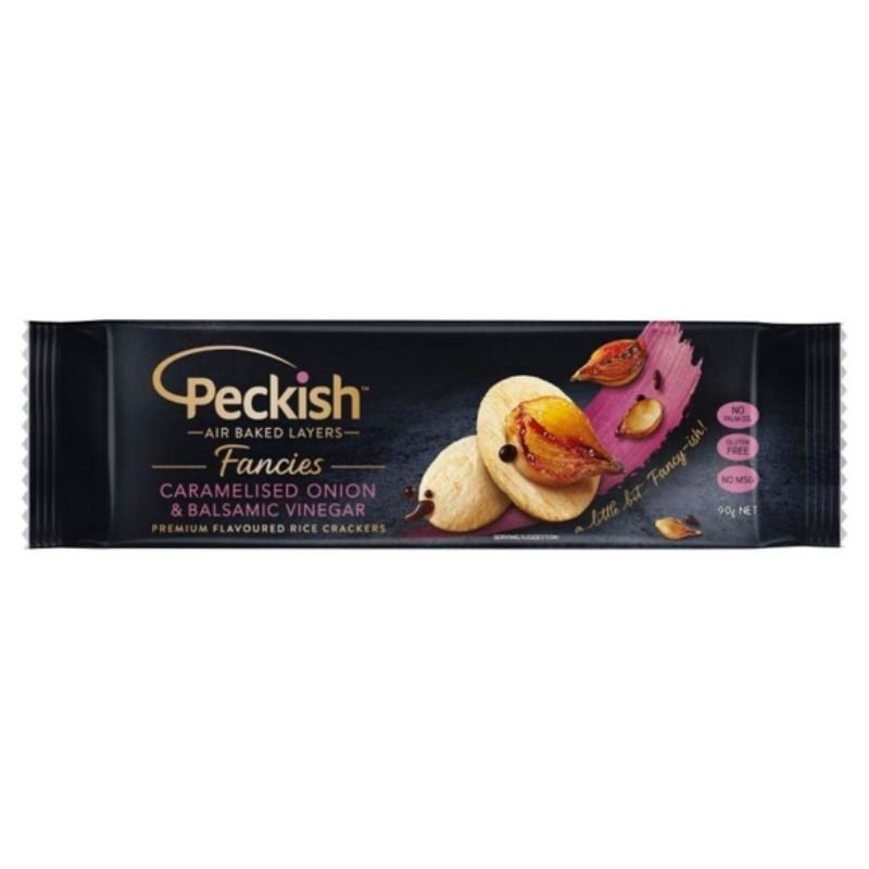 [Expiry Date: 30/04/2027] Peckish Fancies Caramelised Onion & Balsamic Vinegar Rice Crackers 90g