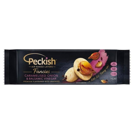 [Expiry Date: 30/04/2027] Peckish Fancies Caramelised Onion & Balsamic Vinegar Rice Crackers 90g