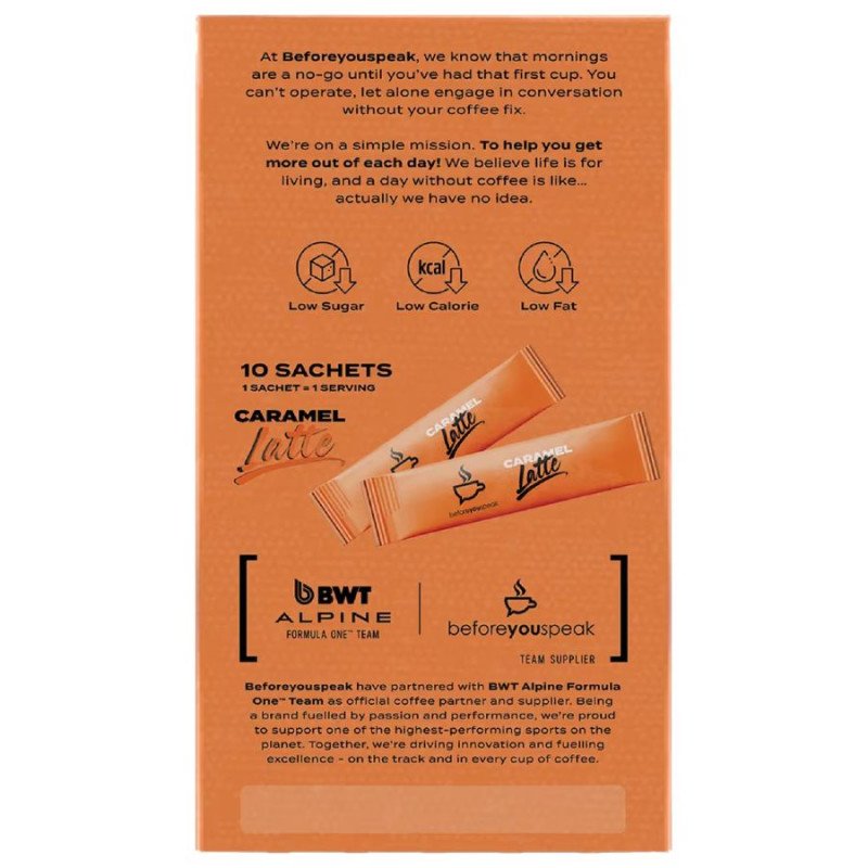 [Expiry Date: 22/05/2027] Beforeyouspeak Caramel Latte 10 Pack 105g