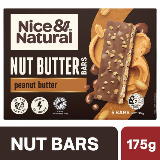[Expiry Date: 02/12/2026] Nice & Natural Nut Butter Bars Peanut Butter 5 Pack 175g