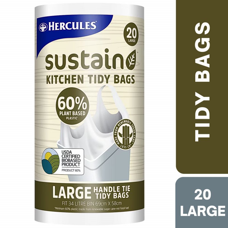Hercules Sustain 60% Plant Based Kitchen Tidy Bag Large 20 Pack