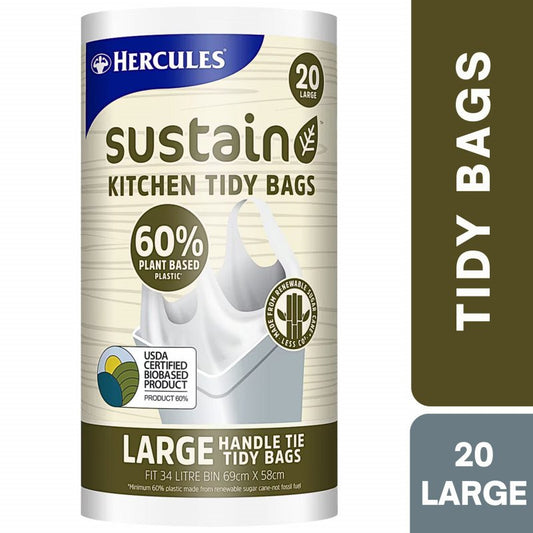 Hercules Sustain 60% Plant Based Kitchen Tidy Bag Large 20 Pack