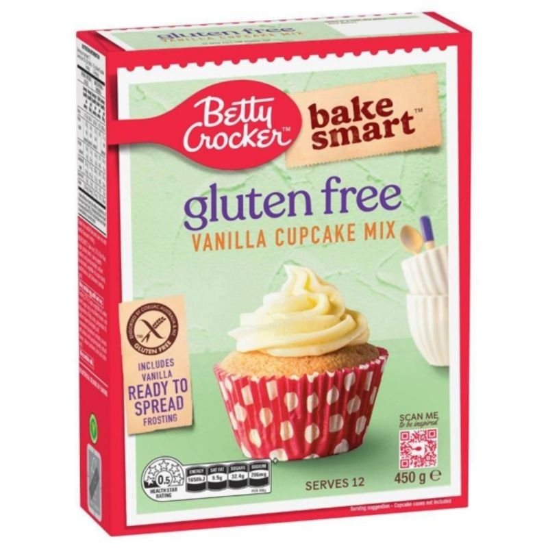 [Expiry Date: 22/02/2027] Betty Crocker Bake Smart Gluten Free Vanilla Cupcake Mix 450g
