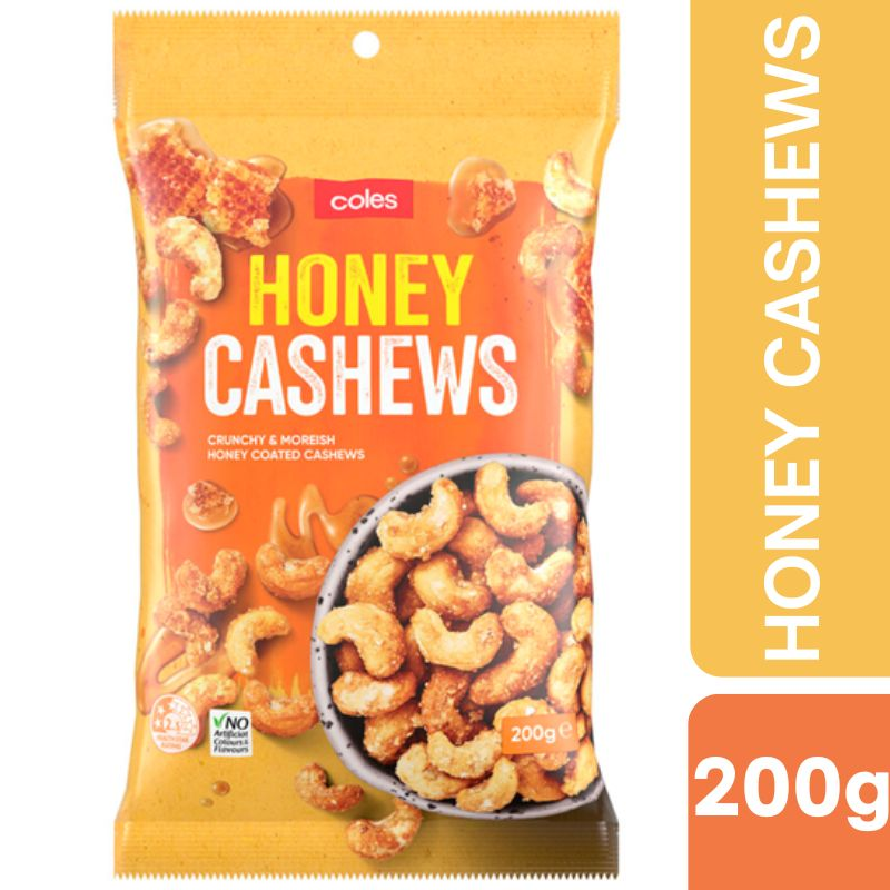 [CLEARANCE Expiry Date: 17/08/2026]  Coles Honey Cashews 200g