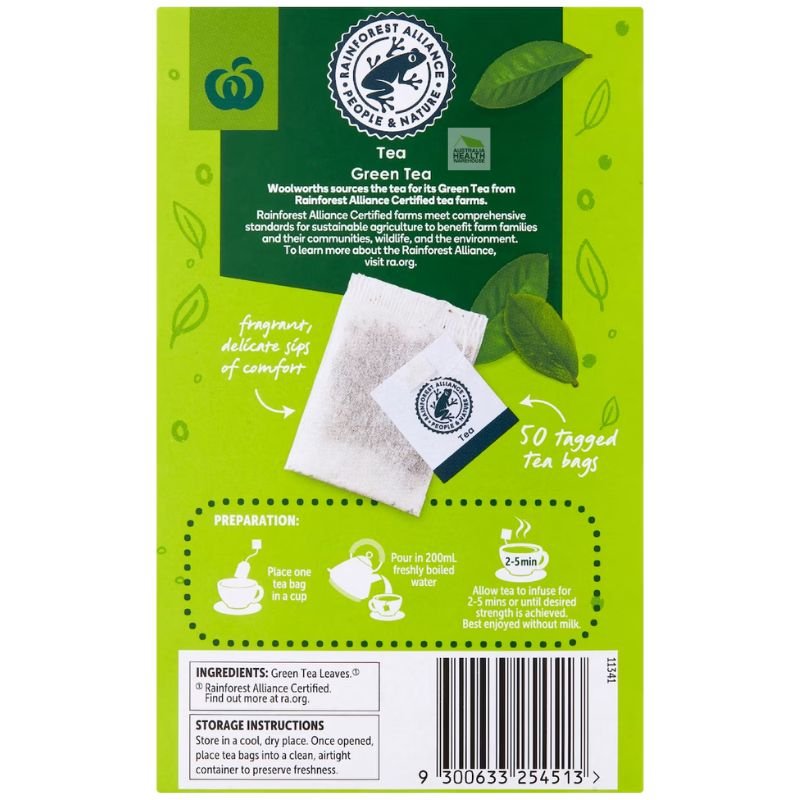 [Expiry: 05/09/2027] Woolworths Green Tea 40 pack 75g