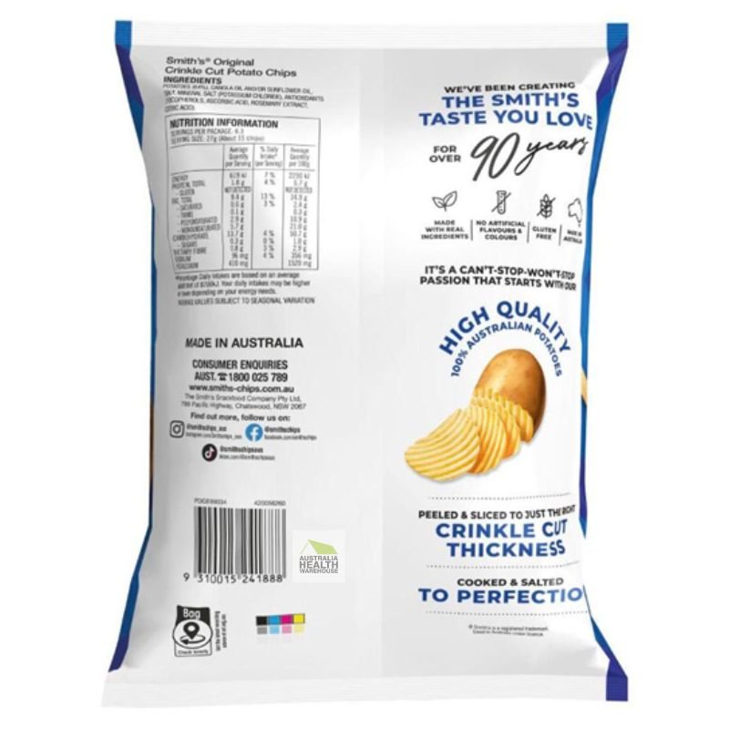[CLEARANCE Expiry: 22/02/2026] Smith's Crinkle Cut Original Potato Chips 170g