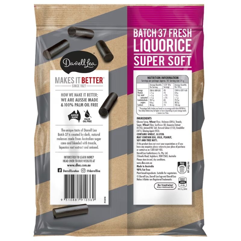 [Expiry Date: 19/10/2026] Darrell Lea Batch 37 Fresh Liquorice Super Soft 260g