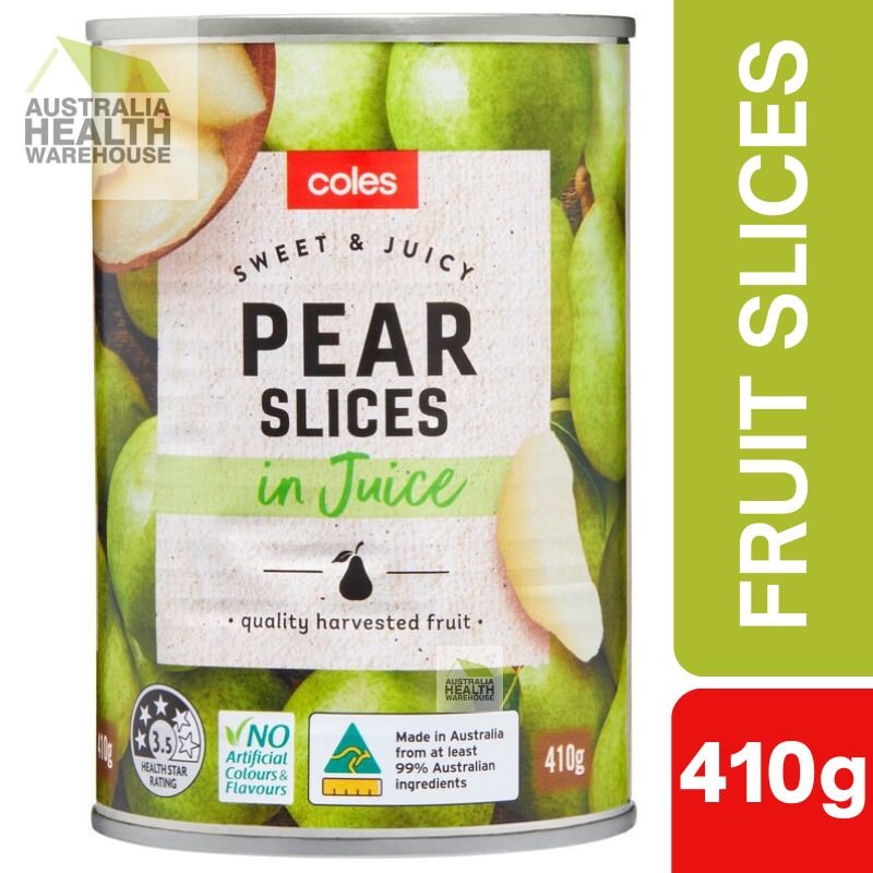 [Expiry Date: 04/2028] Coles Australian Pear Slices in Juice 410g