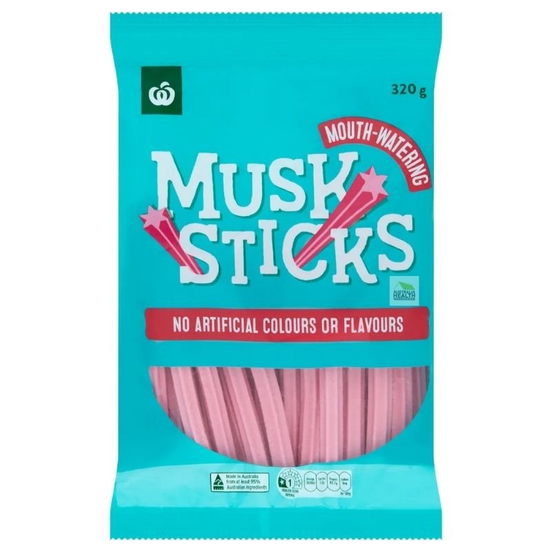 [Expiry Date: 06/10/2026] Woolworths Musk Sticks 320g