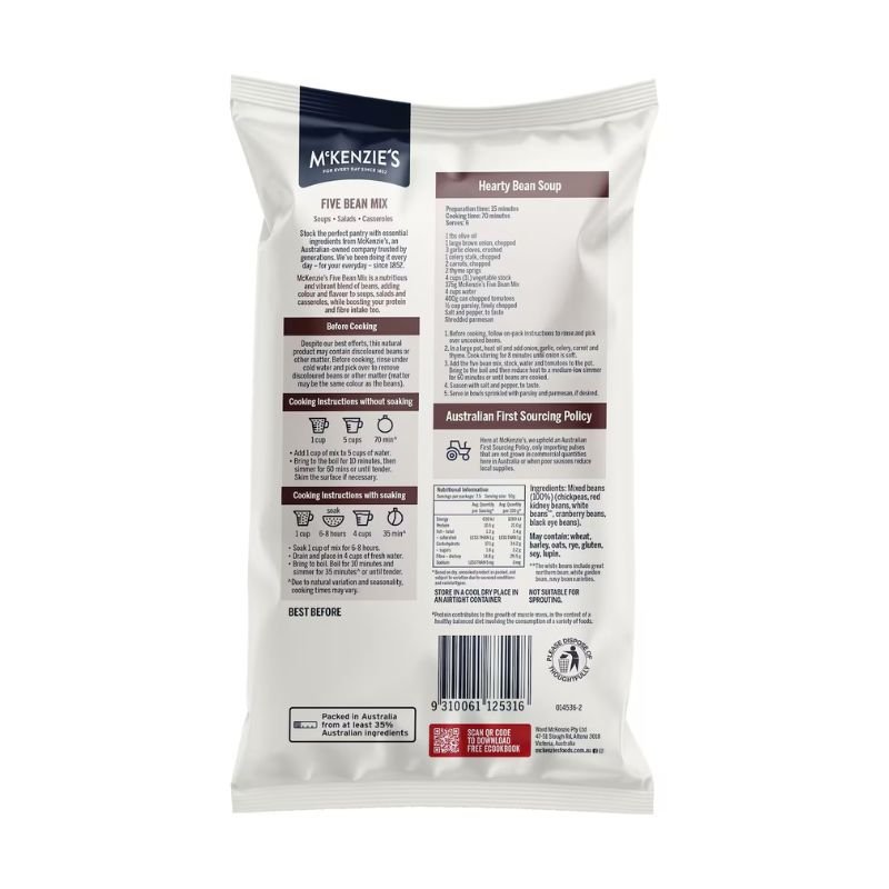 [Expiry: 30/03/2028] Mckenzies Five Bean Mix 375g