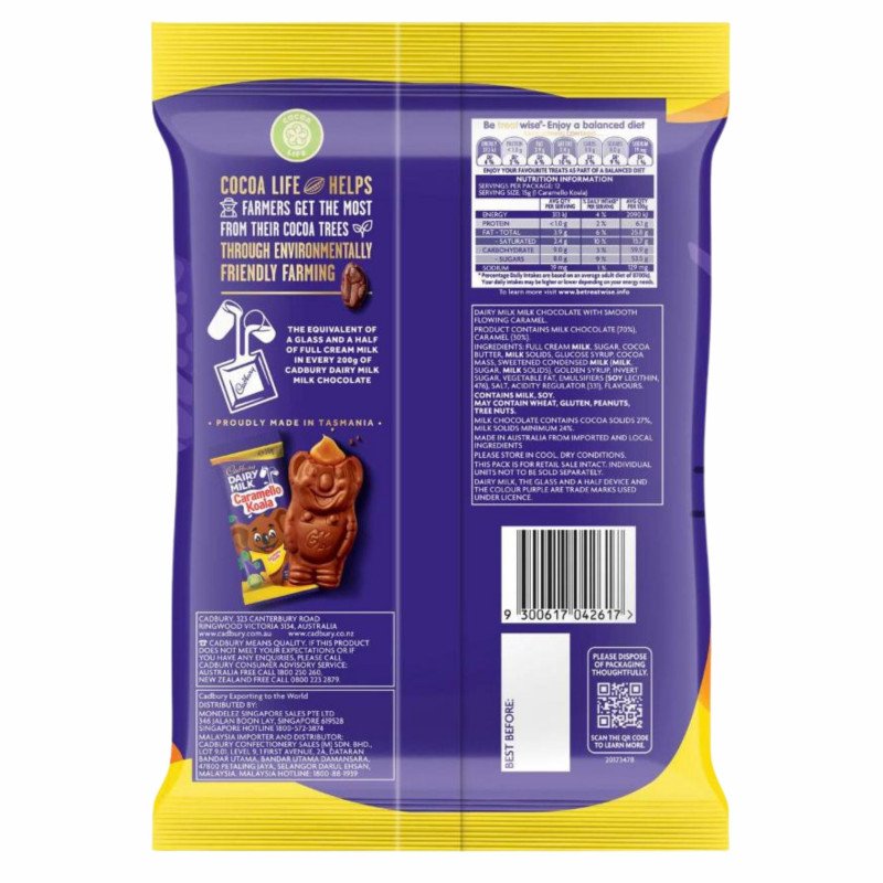 [Expiry Date: 10/03/2027] Cadbury Dairy Milk Chocolate Caramello Koala Sharepack 12 Pack 180g