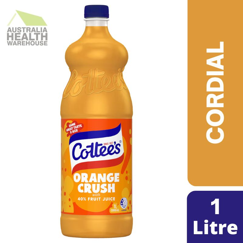 [CLEARANCE Expiry Date: 08/07/2026] Cottee's Orange Crush with 40% Fruit Juice Cordial 1 Litre
