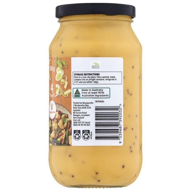 [Expiry Date: 09/02/2027] Woolworths Honey Mustard Simmer Sauce 500g