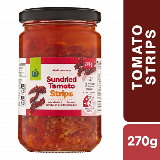 [Expiry Date: 28/09/2028] Woolworths Sundried Tomato Strips 270g