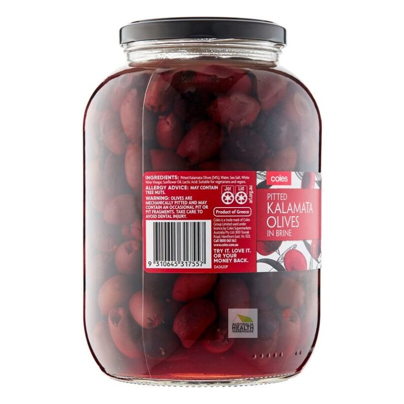[Expiry: 06/03/2026] Coles Kalamata Olives Pitted 1.4kg