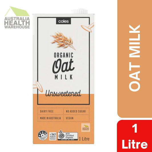 Coles Organic Oat Milk Unsweetened 1 Litre