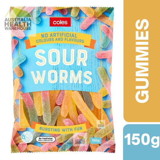 [CLEARANCE Expiry Date: 06/07/2026]  Coles Sour Worms 150g