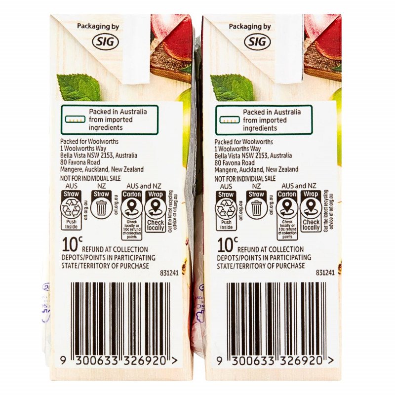 [Expiry Date: 04/02/2027] Woolworths Lunch Box Poppers Juice Apple 250mL x 6 Pack
