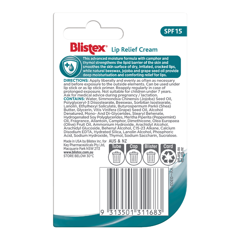 Blistex Lip Relief SPF15 Cream 6g