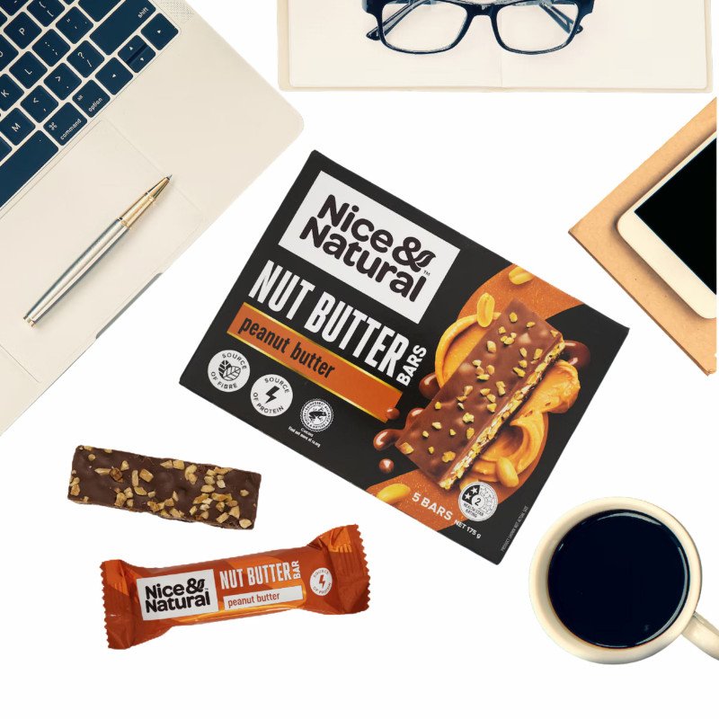 [Expiry Date: 02/12/2026] Nice & Natural Nut Butter Bars Peanut Butter 5 Pack 175g
