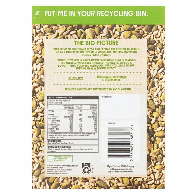 [Expiry: 02/12/2026] Woolworths Macro Natural Seed Mix 250g
