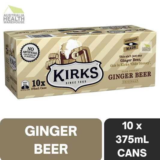 [Expiry: 21/12/2026] Kirks Ginger Beer Soft Drink Cans - 10 x 375mL