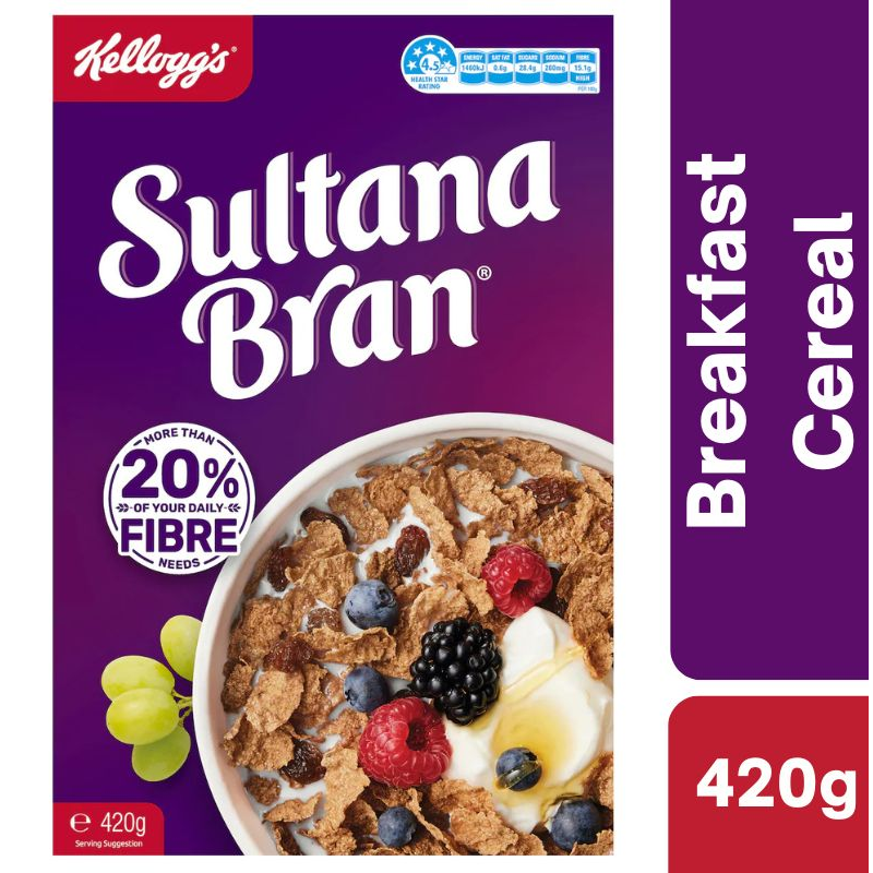 [CLEARANCE Expiry Date: 18/08/2026] Kellogg's Sultana Bran Cereal 420g