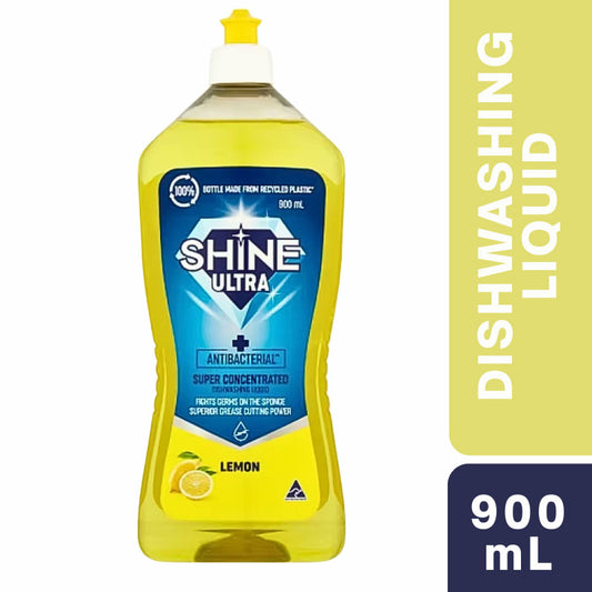 Shine Ultra Dishwashing Liquid Concentrate Antibacterial Lemon 900mL