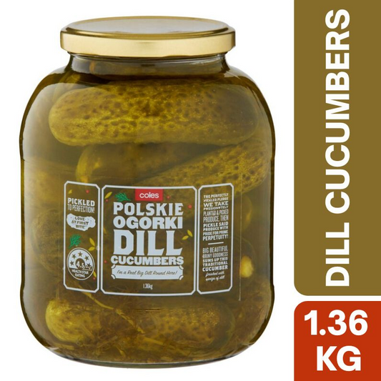 [Expiry: 01/08/2027] Coles Polski Orgorki Dill Cucumbers 1.36Kg