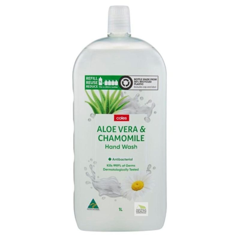 Coles Antibacterial Hand Wash Refill Aloe Vera & Chamomile 1 Litre