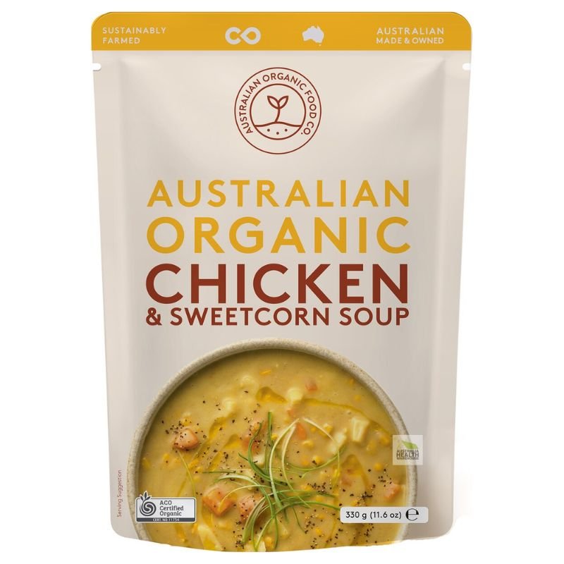 [Expiry: 12/2026] Australian Organic Chicken & Sweetcorn Soup Pouch 330g
