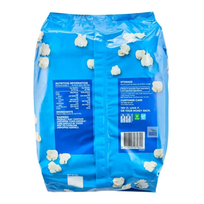 [CLEARANCE Expiry Date: 22/06/2026] Coles Original Popcorn 10 Pack 200g