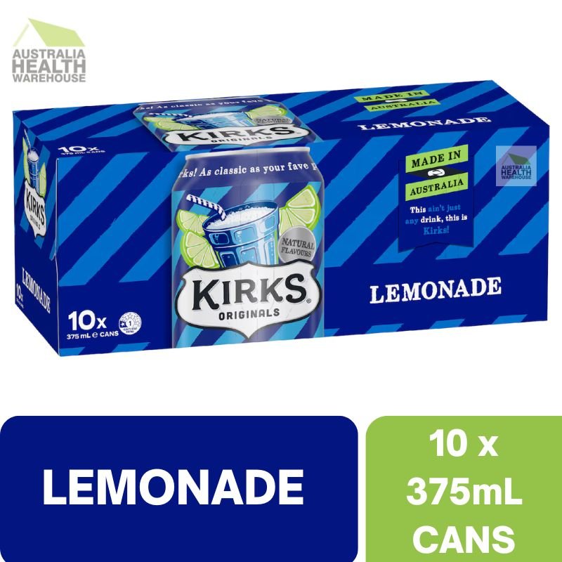 Kirks Lemonade Soft Drink Cans - 10 x 375mL