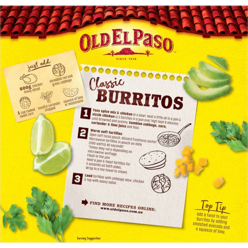 [Expiry Date: 07/03/2027] Old El Paso Burrito Dinner Kit Mexican Style 485g