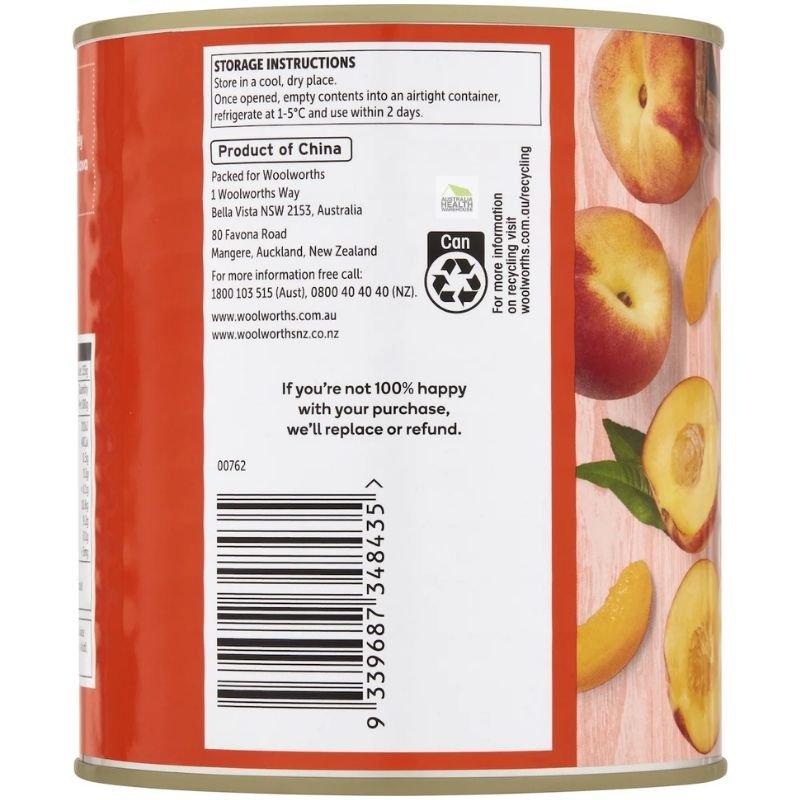Woolworths Peach Slices In Juice 825g
