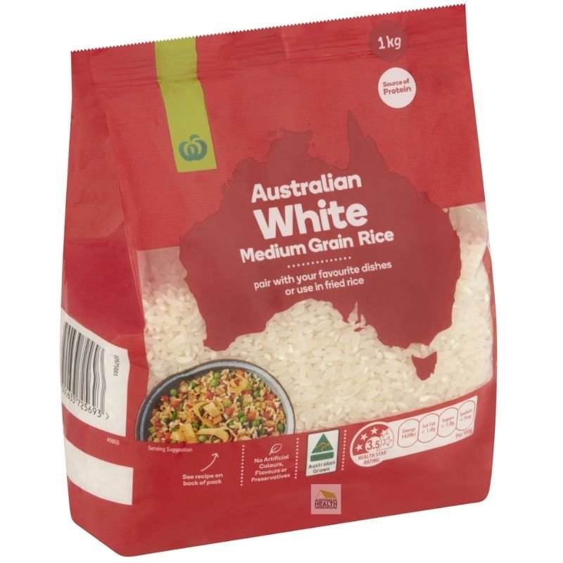 [Expiry Date: 23/09/2027] Woolworths Australian White Medium Grain Rice 1kg