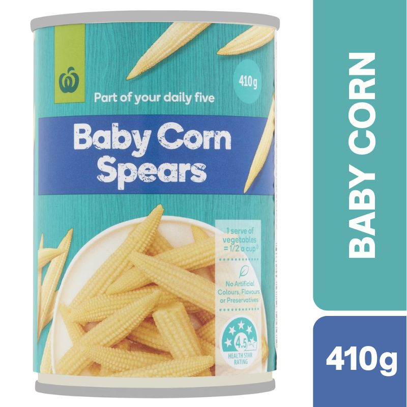 [Expiry: 30/04/2027] Woolworths Baby Corn Spears 410g|Oz Mart
