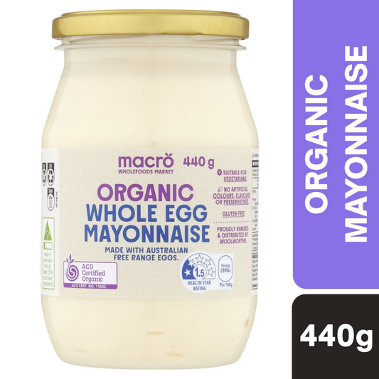 [Expiry Date: 13/01/2027] Woolworths Macro Organic Whole Egg Mayonnaise 440g