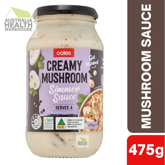 [Expiry: 01/06/2027] Coles Simmer Sauce Creamy Mushroom 475g