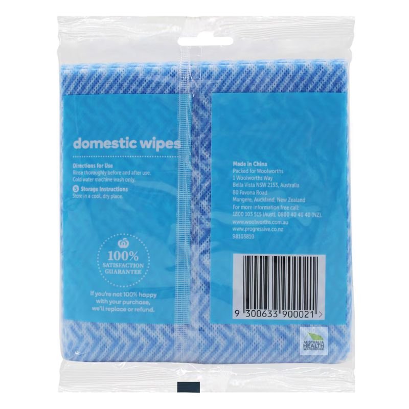Woolworths Essentials Multi-Purpose Domestic Cleaning Wipes 10 Pack (Blue)