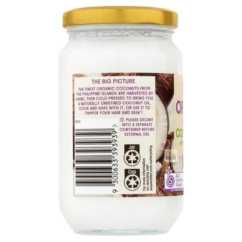 [Expiry Date: 07/09/2027] Woolworths Macro Organic Virgin Coconut Oil 300g