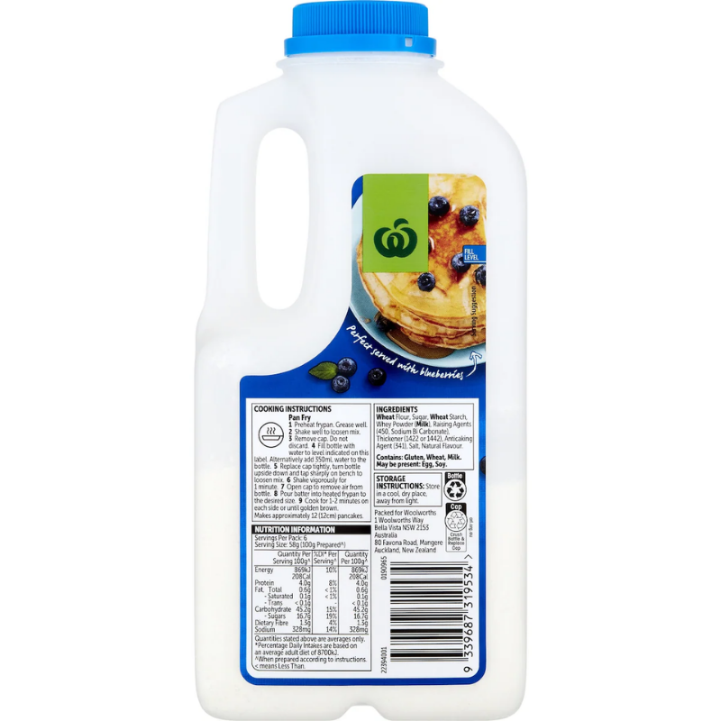[Expiry: 18/09/2026] Woolworths Original Pancake Mixer 350g