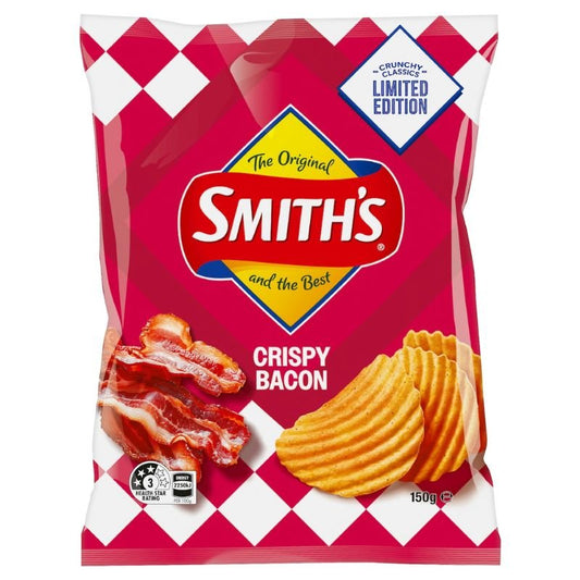 [CLEARANCE Expiry: 06/12/26] Smith's Crinkle Cut Potato Chips Crispy Bacon 150g