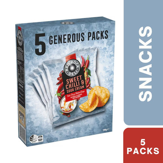 [CLEARANCE: 20/11/2026] Red Rock Deli Sweet Chilli & Sour Cream Potato Chips 5 Pack