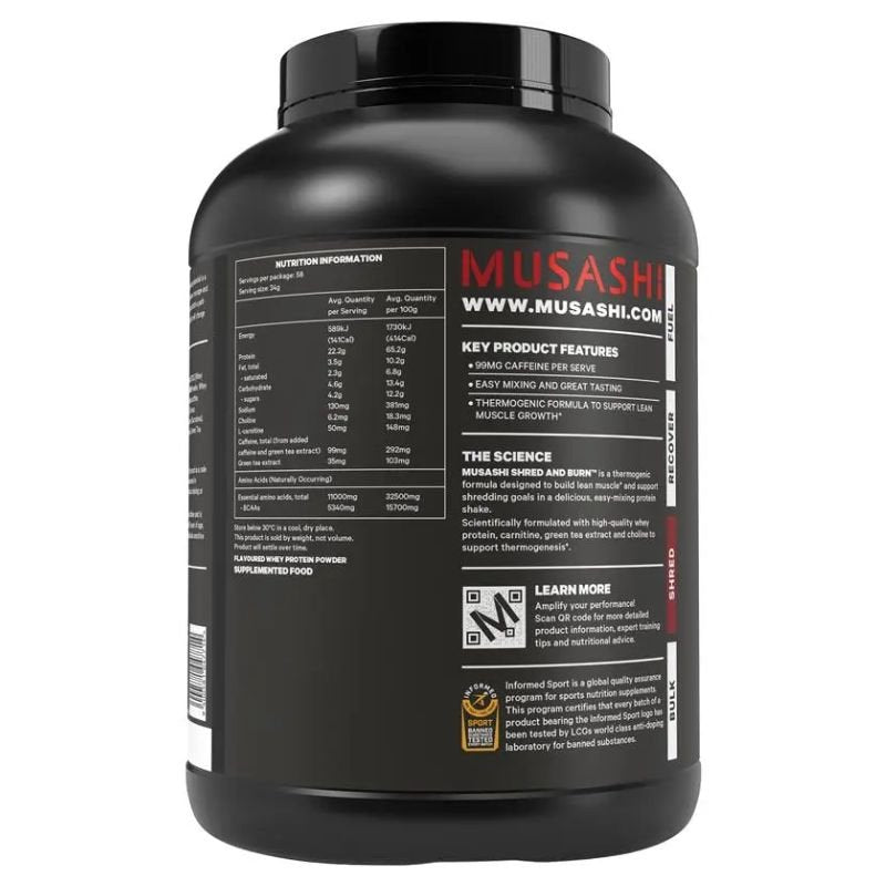 [Expiry: 04/2027] Musashi Shred & Burn Chocolate Milkshake Flavour 2kg