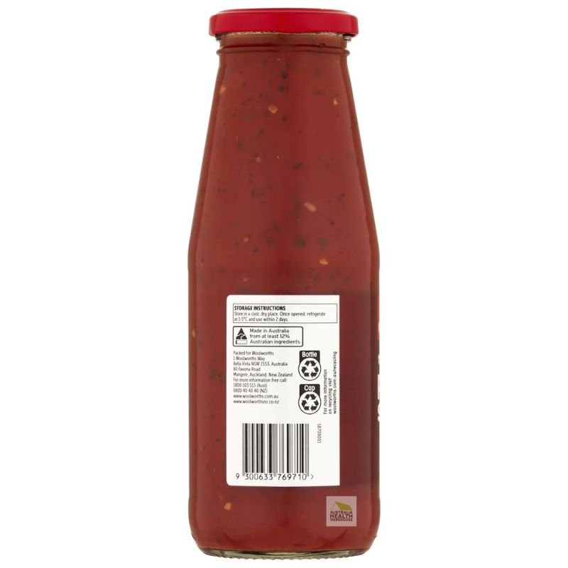 [Expiry Date: 01/10/2026] Woolworths Essentials Traditional Pasta Sauce 700g