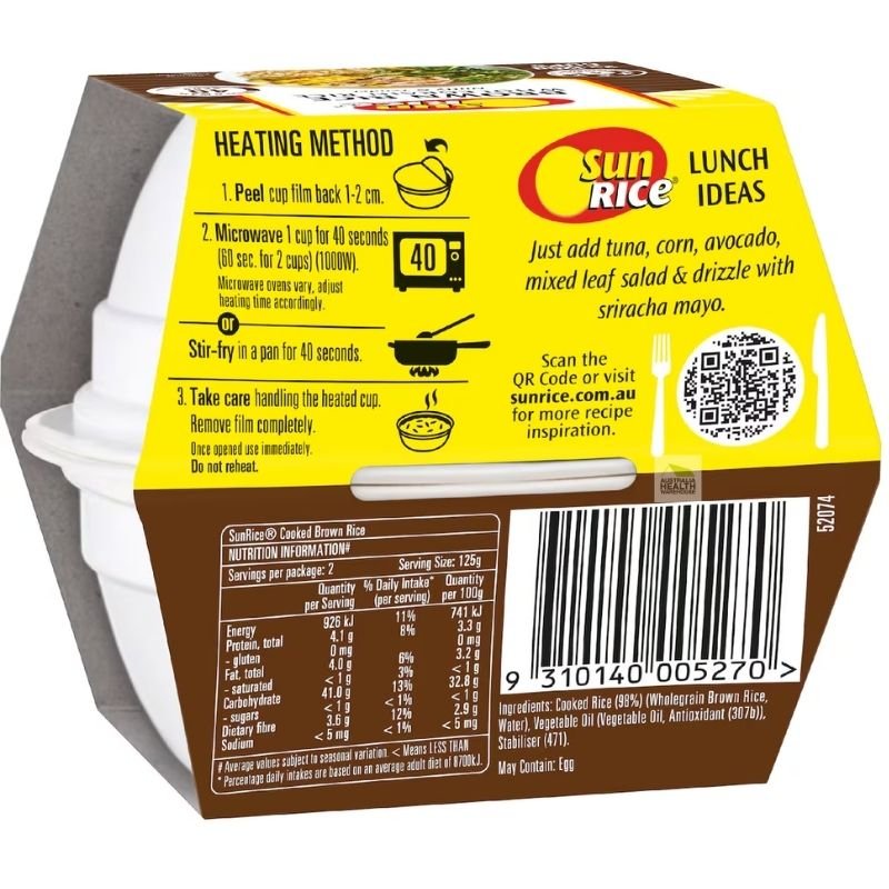 [CLEARANCE Expiry Date: 16/09/2026] Woolworths Brown Rice Microwave Cups 2 Pack (2 x 125g)  | Oz Mart