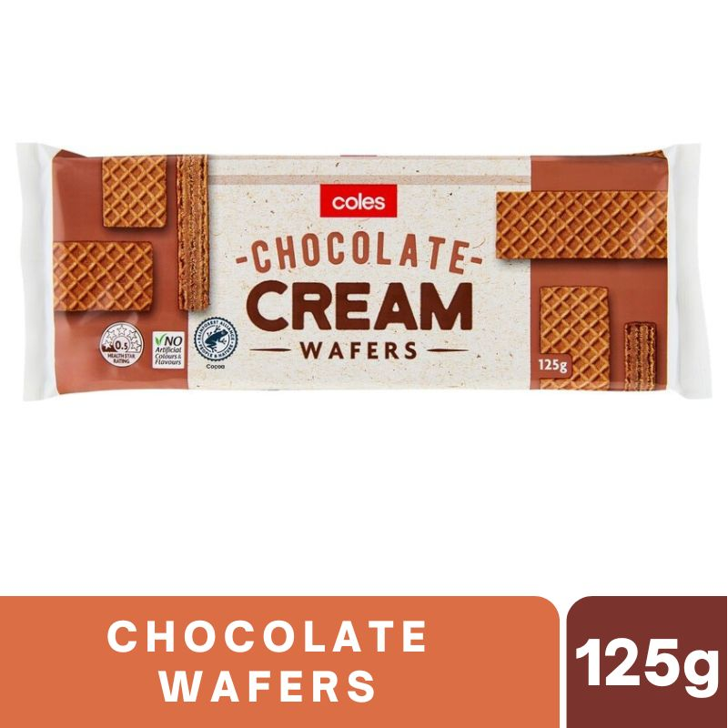 [CLEARANCE Expiry: 01/07/2026]  Coles Chocolate Cream Wafers 125g