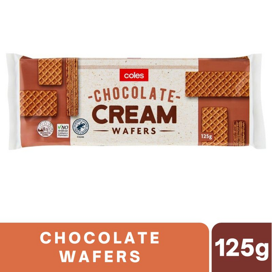 [CLEARANCE Expiry: 01/07/2026]  Coles Chocolate Cream Wafers 125g
